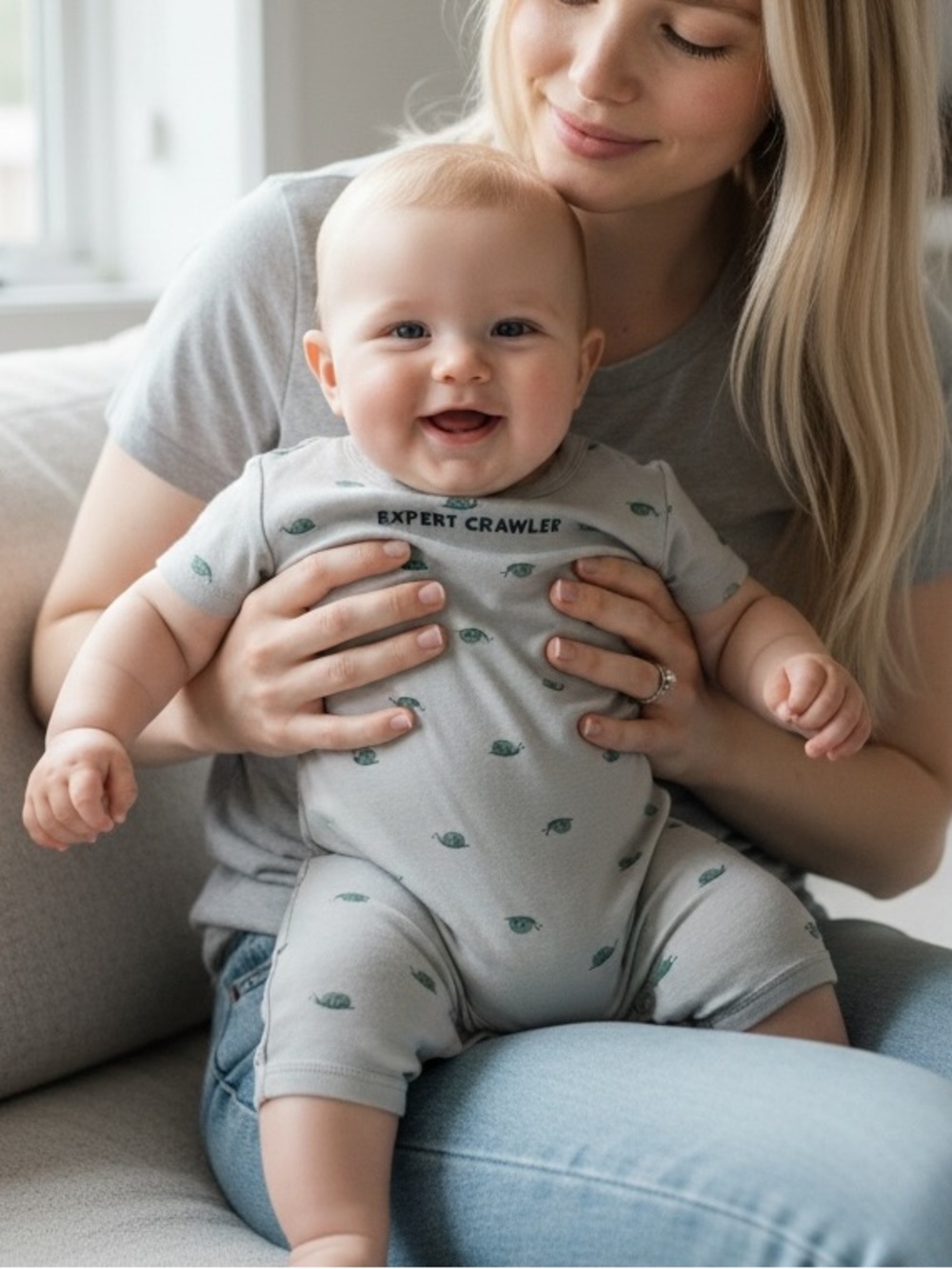 Carter's Sage Green Onesie with Snail Accent